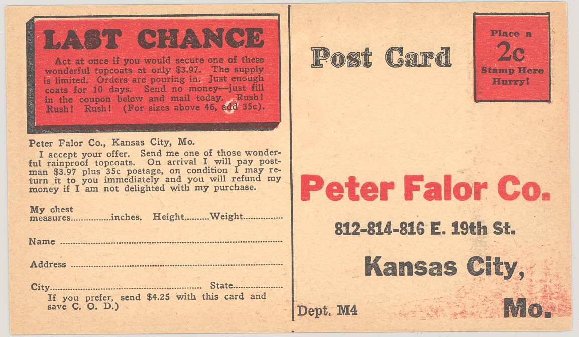 Peter Falor Postcard Back